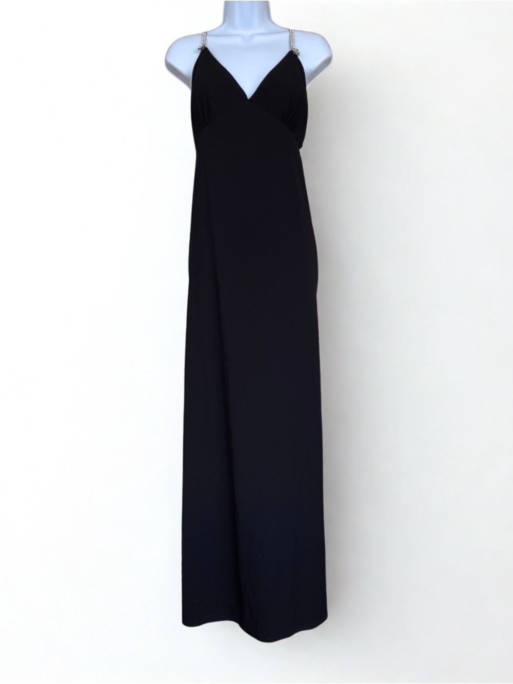 Night Way Collections Black Rhinestone Cross Strap Dress